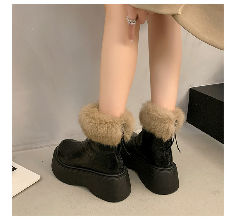 Botas finas elásticas con forro polar grueso y tacones altos, nuevas botas Martin de invierno 2024, zapatos de algodón cálidos para la nieve_voghion.com