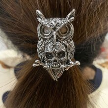 外贸爆款复古哥特猫头鹰骷髅头发绳万圣节高弹性发圈发饰批发代发