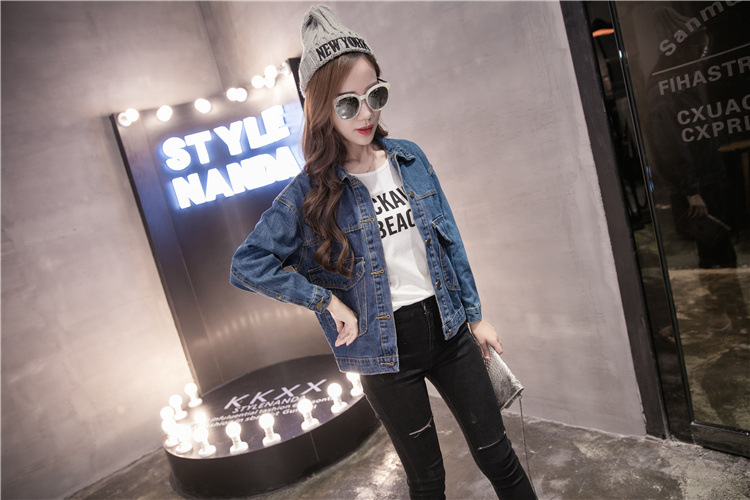 595g Weight Denim Jacket Outerwear Type Long Sleeve Sleeve Length Single Breasted Placket Type Denim Fabric Type Regular Top Length Coat Tops Type Casual, Daily Occasion Turndown, Hooded Neckline Loose Fit Type Color Block Pattern Spring, Autumn Season Women's Gender Printing Design Streetwear Style Women's Streetwear Color Block Printing Single Breasted Coat Denim Jacket 7
