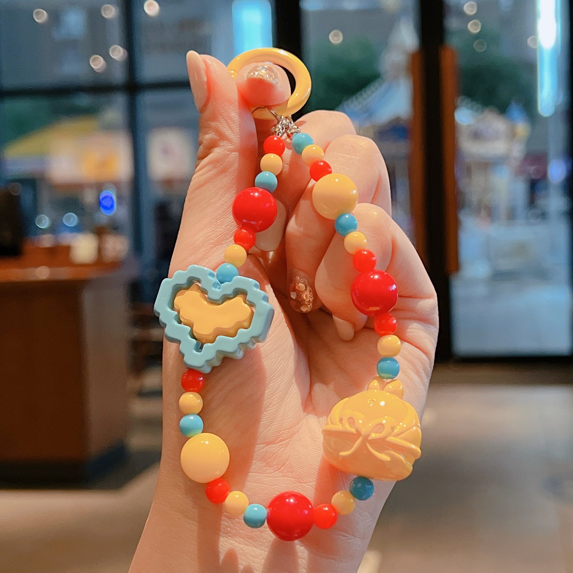 1 Piece Quantity 1 Piece Sweet Cartoon Heart Shape Acrylic Keychain