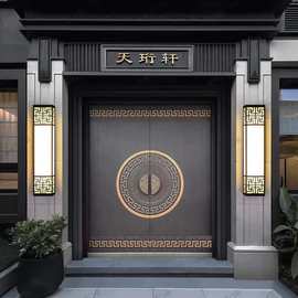 新中式风格铸铝装甲门自建房别墅大门暗合页工艺全铝结构指纹锁