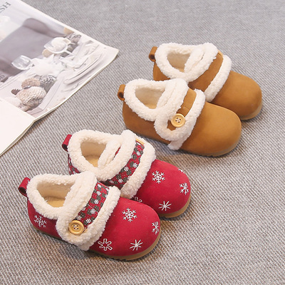Плюшевые хлопчатобумажные туфли плюс бархатные детские туфли Birkenstock. Зима 2025, новая плюшевая детская обувь среднего и большого размера на толстой подошве «все включено».