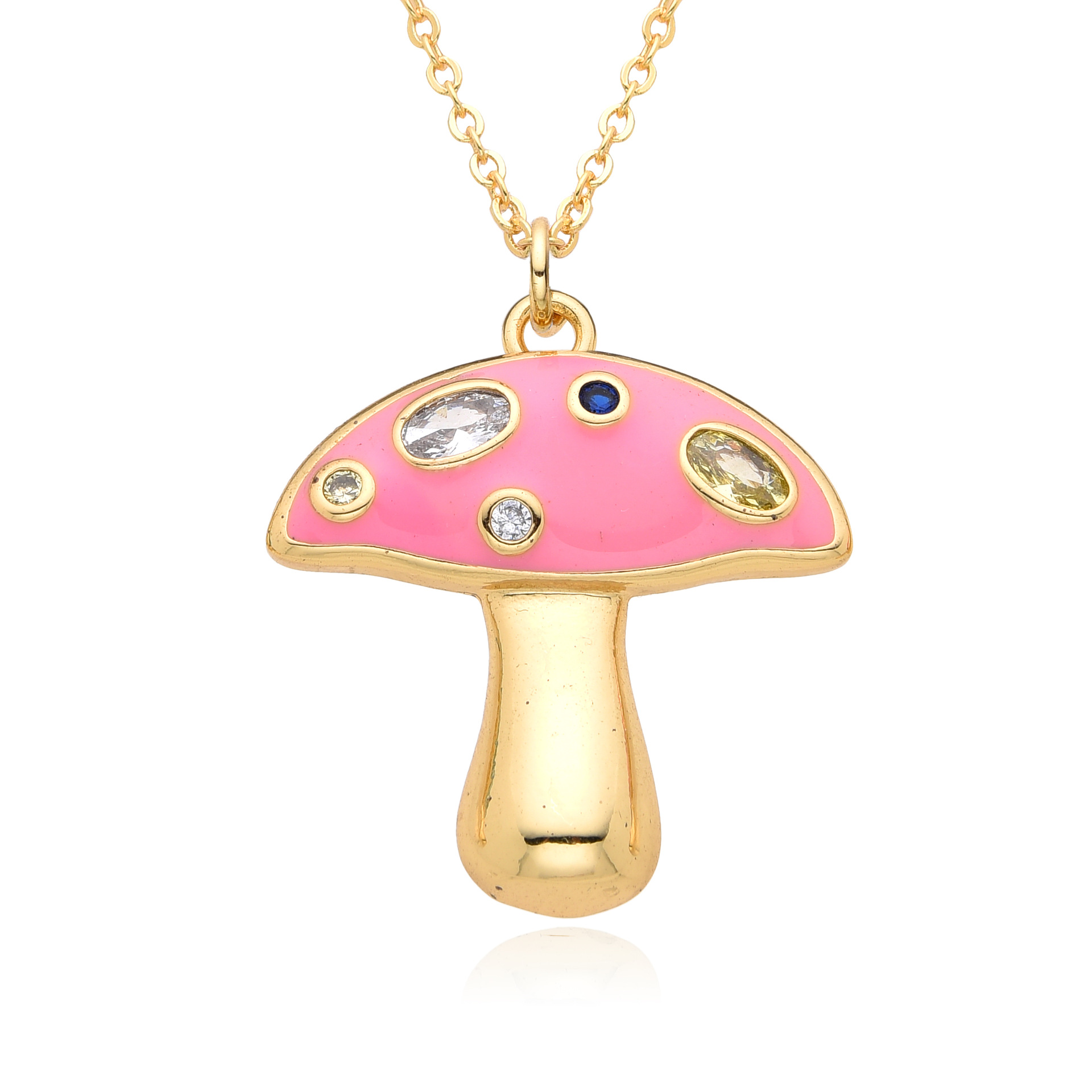 Pendant Necklace Classification Copper Inlay Mushroom Zircon Pendant Necklace