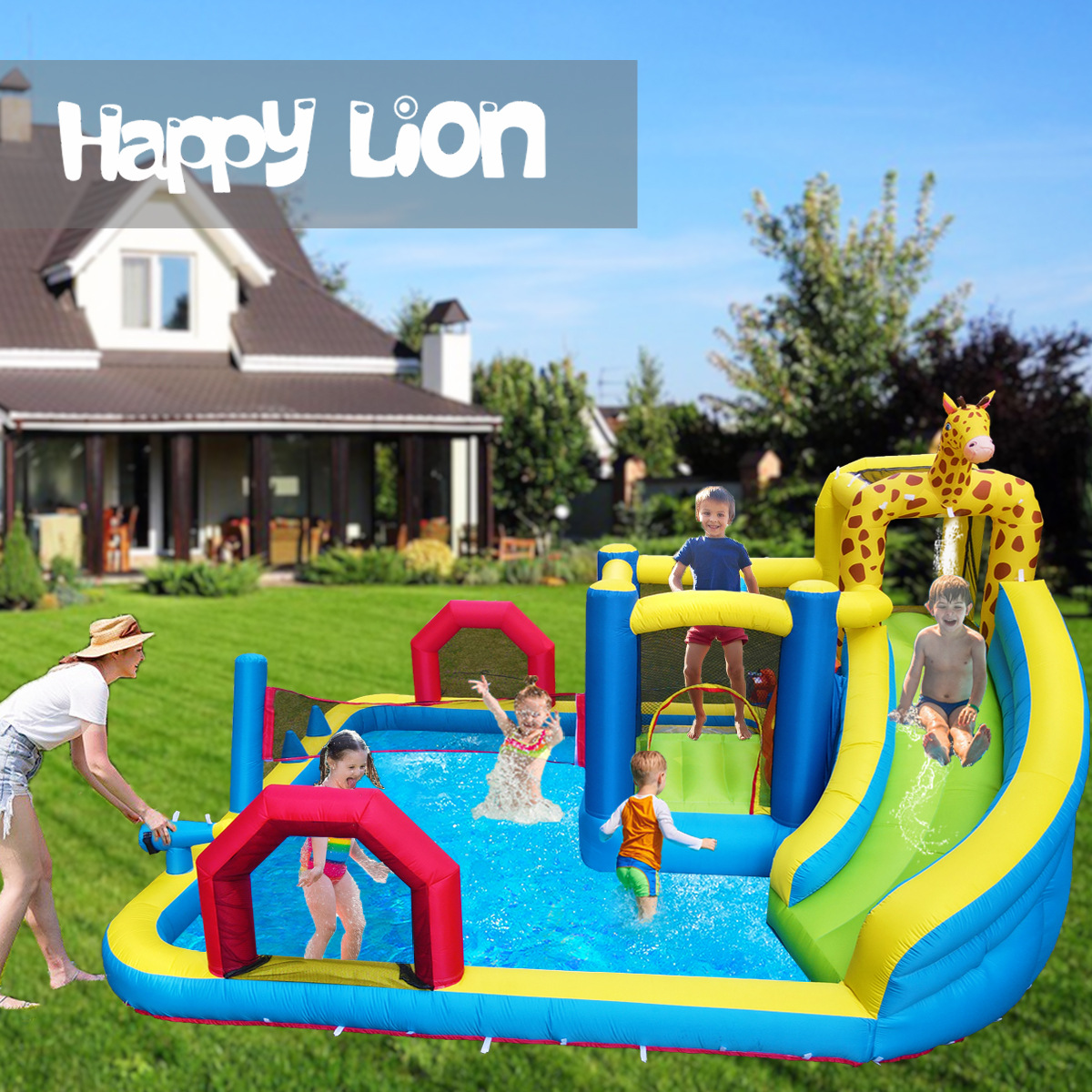 HappyLion children's inflatable castle w...