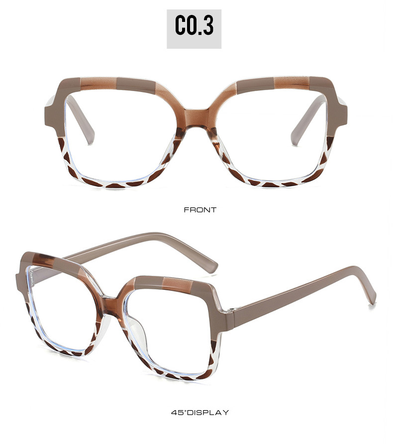 46g Weight Full Frame Glasses Structure Glasses Classification Ac Lens Material Square Glasses Style Daily Occasion Color Block, Leopard Pattern All Seasons Season Unisex Gender Simple Style Style Simple Style Color Block Leopard Ac Square Full Frame Optical Glasses 16