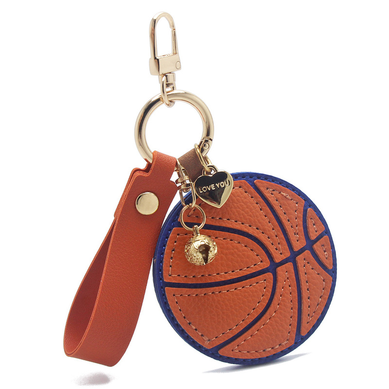 Village Ba Commemorative Gift Basketball Leather Keychain Men's and Women's Bag Pendant Car Key Jewelry Personalized National Trend Ins