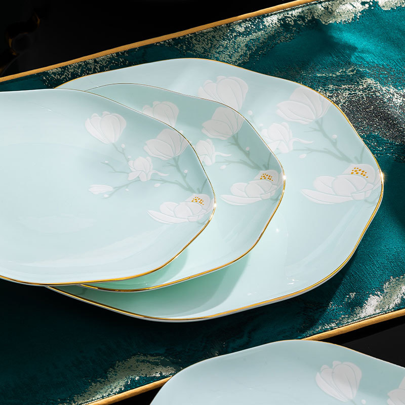 Jingdezhen Orchid Lily High-end Chinese-style Dinnerware Home Set Advanced Bone China Rice Bowl Soup Bowl Ceramic Tableware