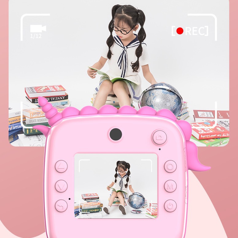 A20 Polaroid niños digital de dibujos animados delantero y trasero doble cámara mini regalo para niños HD foto impresión Cámara