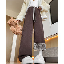 羊羔绒阔腿裤女灯芯绒外穿加厚加绒冬季保暖棉裤宽松直筒超厚裤子