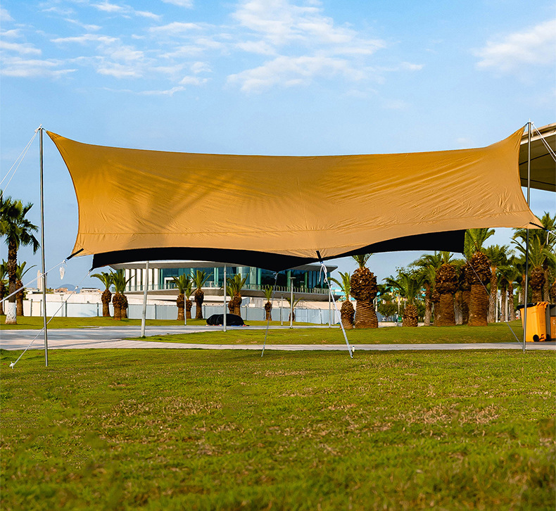 Butterfly-shaped tarpaulin with black coating for sun protection and rain resistance, thickened and tear-resistant, suitable for outdoor camping, can be customized with logo