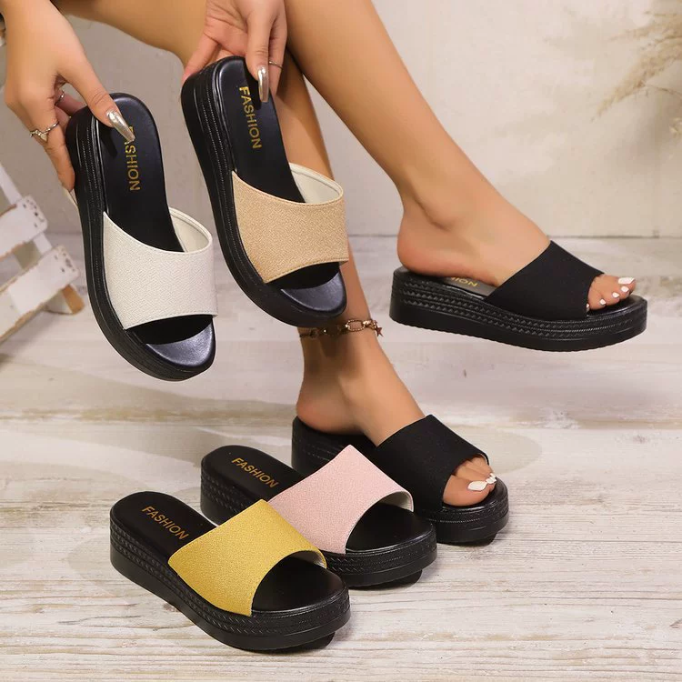 Женские летние сандалии на толстой подошве, оптовая торговля, новинка 2025 года, Amazon, повседневные платформенные шлепанцы, размер 43