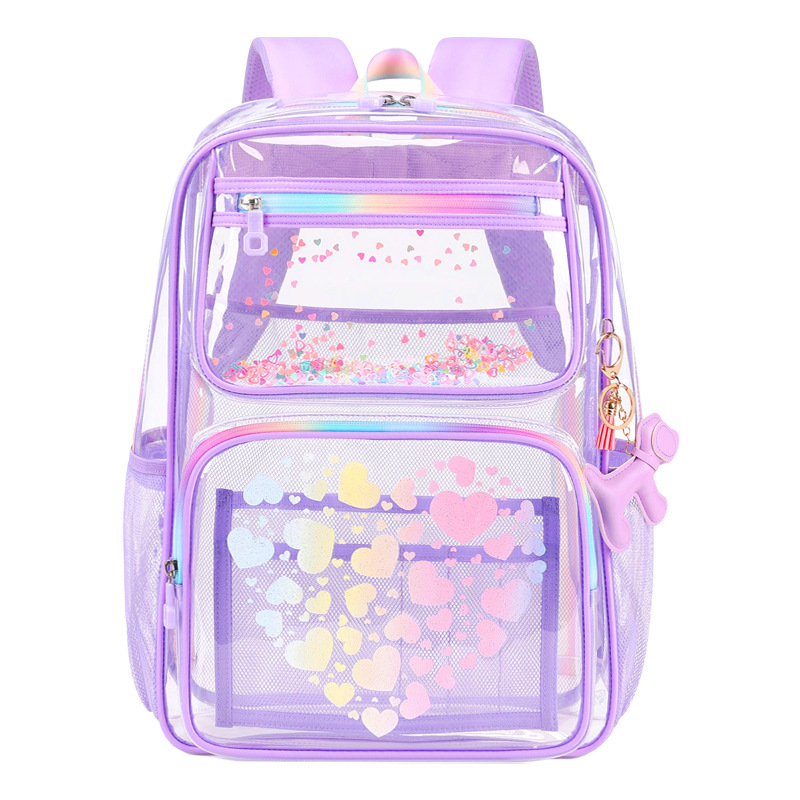 Venta directa de fábrica Amazon comercio exterior bolsa transparente moda dibujos animados mochila escolar para niños y niñas escuela primaria escuela secundaria escuela secundaria mochila