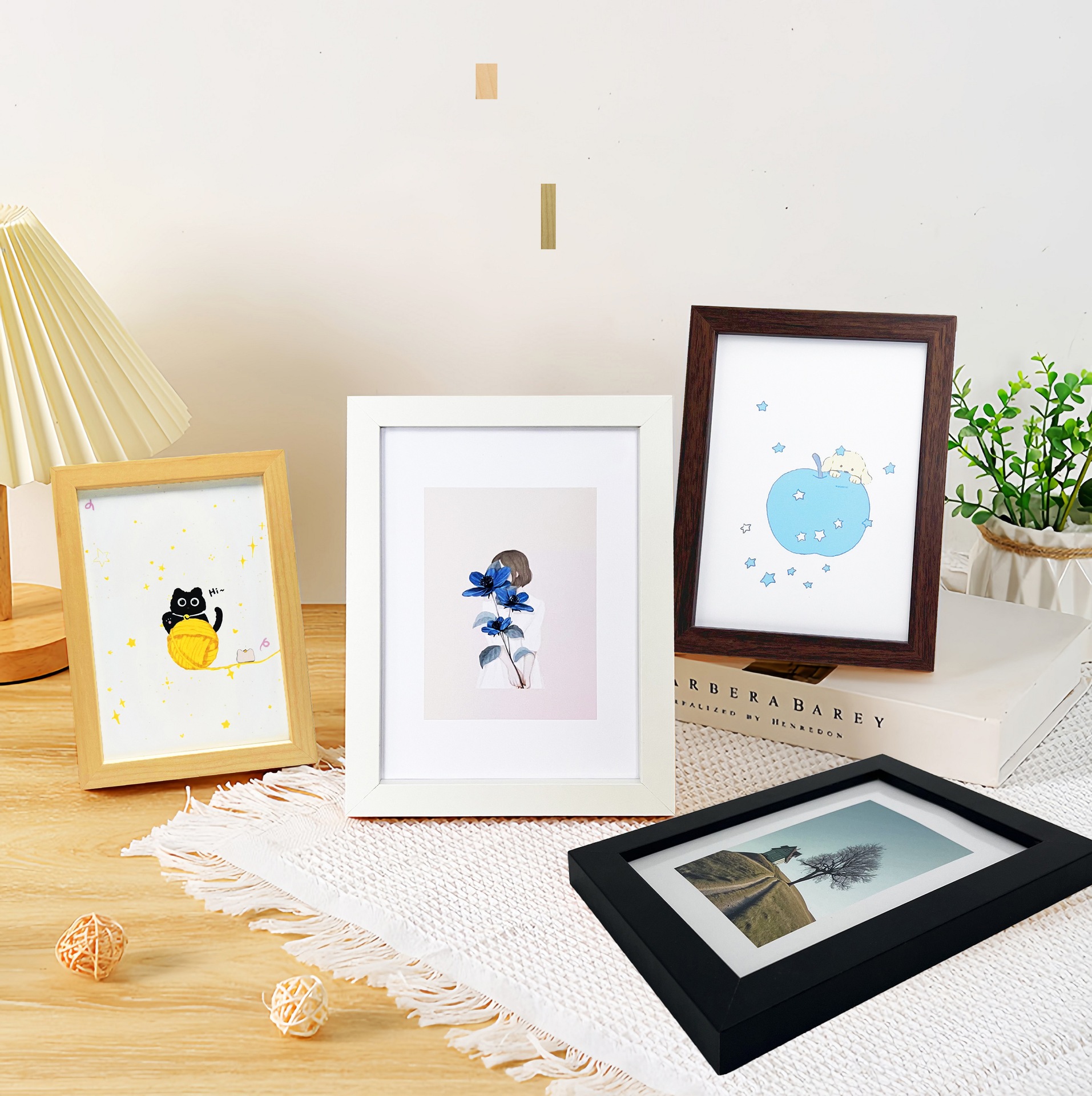 Simple Wooden Photo Frame 56inch Tabletop Frames 78inch 10inch A4 Photo Wall Oil Painting Diamond Picture Frame Wall Hanging Empty Frame Wholesale