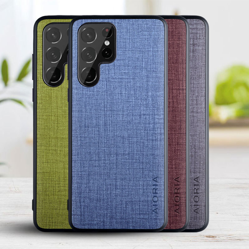 Suitable for [Samsung] Galaxy S22 Ultra Mobile Phone Protective Case Simple Cross Cloth Pattern Mobile Phone Case