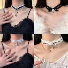 在逃公主 冬日氛围感毛绒雪花珍珠项链女小众设计感轻奢锁骨链潮