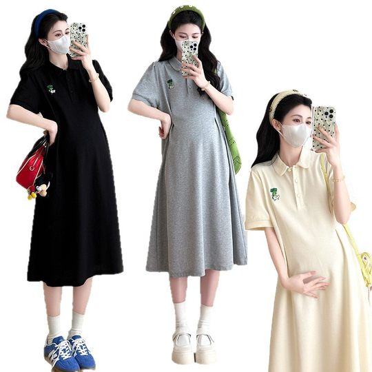 Jingqi Maternity Dress 2025 New Style Pregnant Mother High-End Wear Western Style Suit Large Size Skirt Women Summer