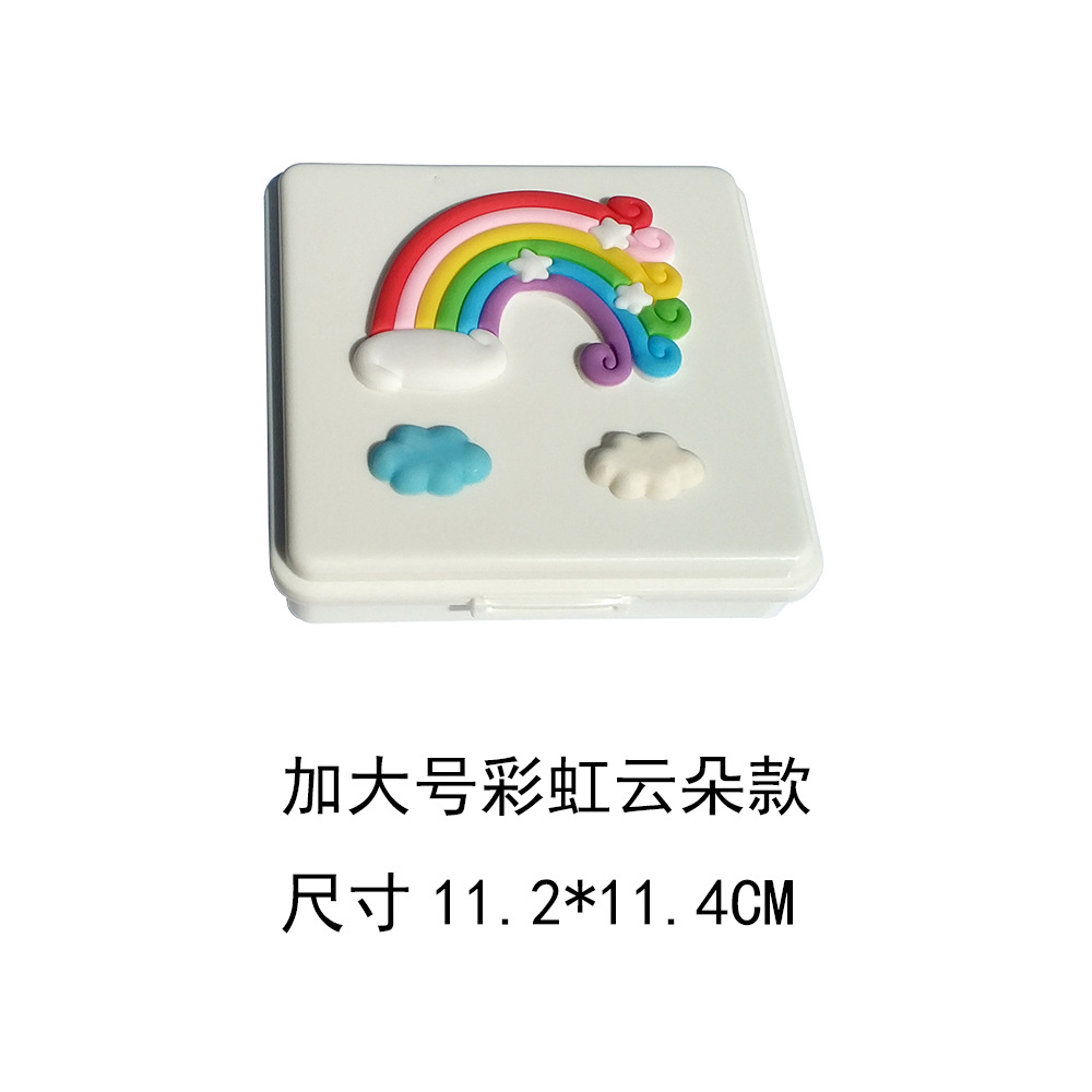 Pegamento suave Arco Iris nubes blancas pequeños dientes de los niños lindos cambiando colección almacenamiento masculino y femenino bebé pezón Caja Mini