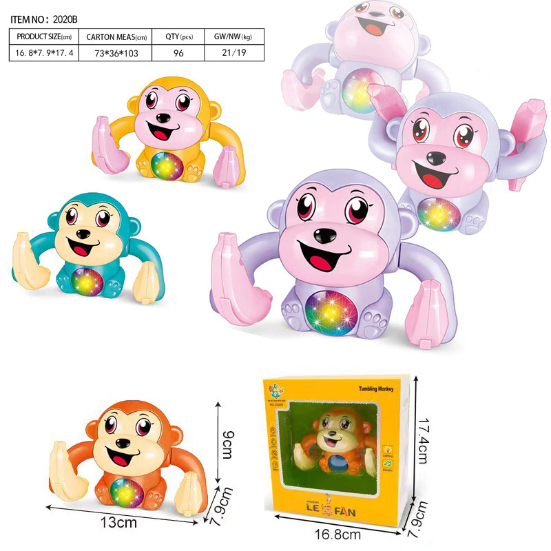 Infant Tumbling Pig Toy, Children's Electric, Light-Up Little Piggy somersaulting, baby head-up practice crawling toy
