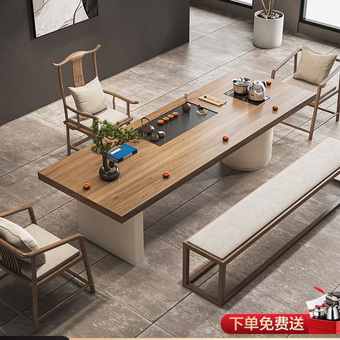 [럭셔리 벤치 모델] 티 테이블 1.6m개 + 호스트 체어 + 벤치 1.6m개 + 게스트 체어 2개