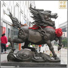 铜麒麟雕塑铸造厂家 2米动物铜雕铜麒麟设计制作 景观铜麒麟报价