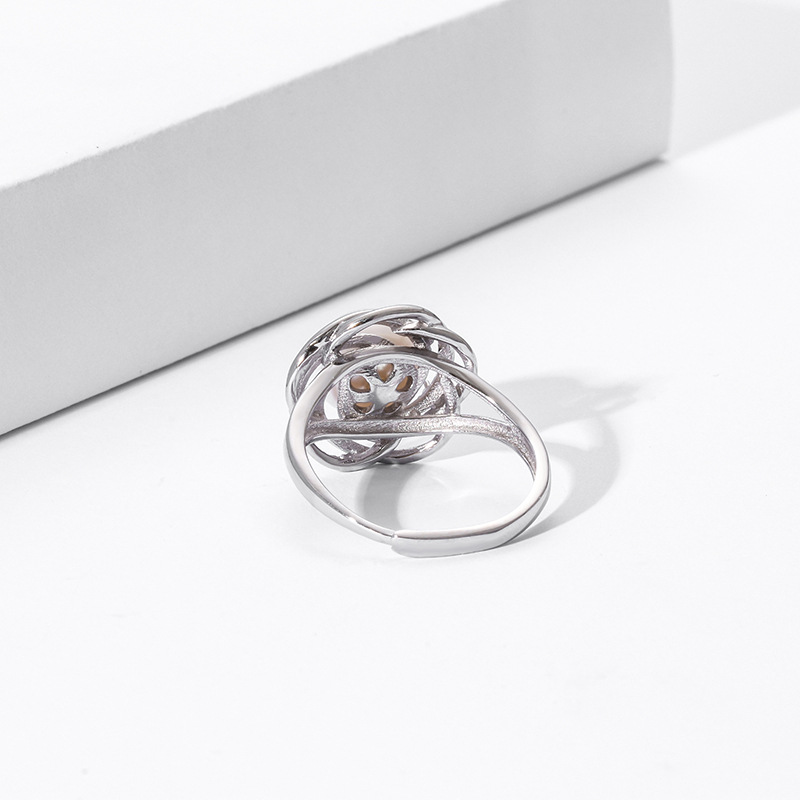 S925 plata esterlina anillo de perlas de agua dulce para las mujeres verano 2023 nueva moda personalizada anillo de dedo índice abierto pulsera transfronteriza