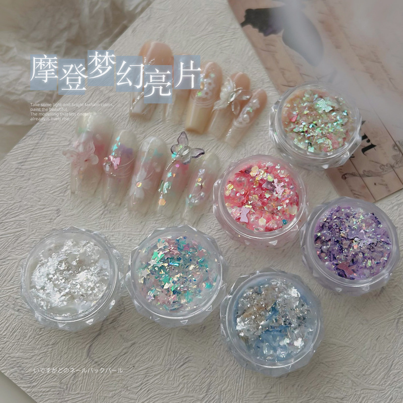 Nail Art Sequins Oil Painting Bow Glitter Five-pointed Star Flower Dream Nail Opal Cloud Brocade Powder Pearl Shard
