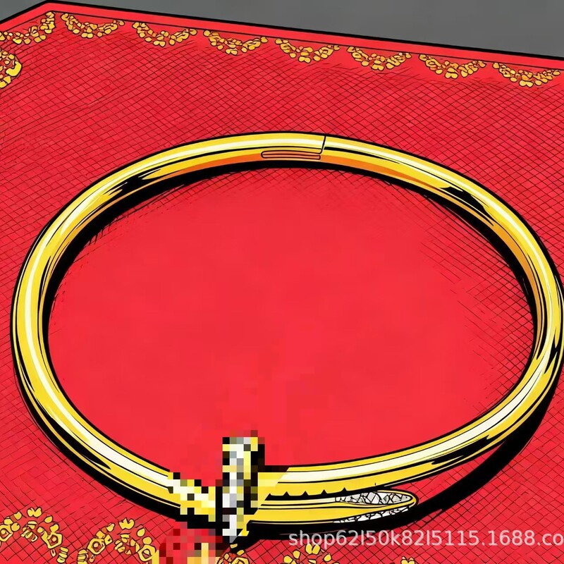 High-End V-Shaped Classic Nail Head and Tail Couple Bracelet with Diamonds, Thick 18K Rose Gold Plated, Light Luxury European and American Fashion Live Broadcast