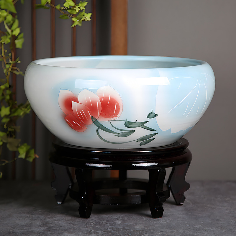 *金魚飼育用景徳鎮陶器大水槽、卸売亀鉢、水耕植物、睡蓮、蓮水槽、卓上飾り|undefined