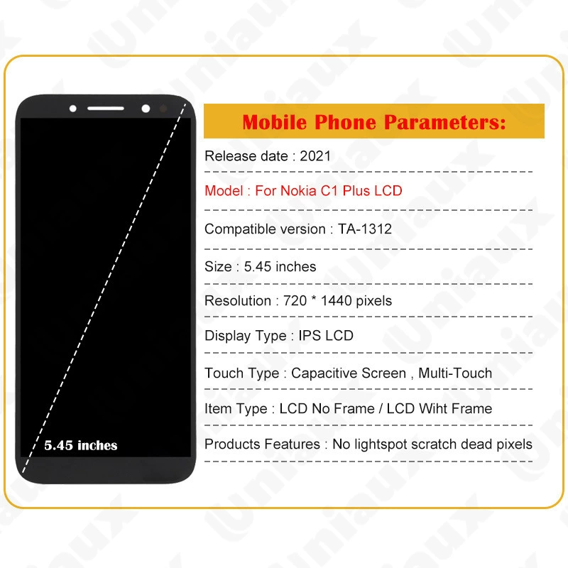 Подходит к экрану Nokia Nokia C1 Plus оригинальный ЖК дисплей внутренний и внешний экран