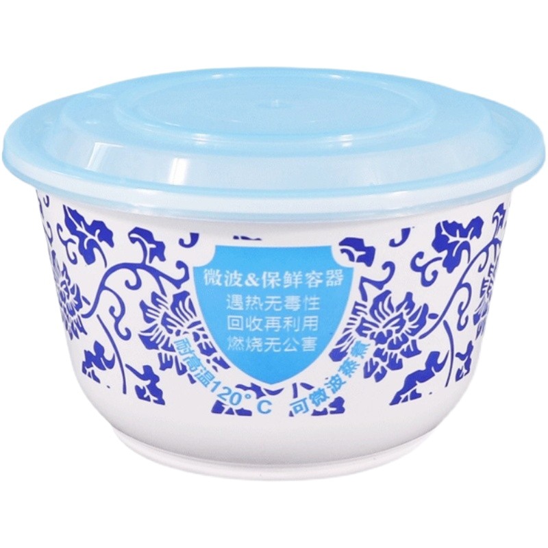 Caja de comida rápida desechable de plástico grueso para llevar paquete tazón redondo bento picante con tapa caja de arroz caliente para microondas