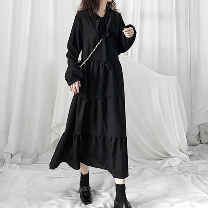 French-Style Platycodon Dress for Women, 2026 Spring New Style, Loose and Elegant Retro Little Black Dress, Gentle Chiffon Dress French-Style Platycodon Dress for Women, 2026 Spring New Style, Loose and Elegant Retro Little Black Dress, Gentle Chiffon Dress