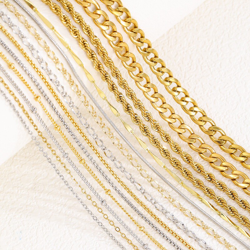 Cross-Border 18K Gold Electroplated Color-Preserving DIY Necklace Versatile Style Multiple Chain Styles Matching Ready-Made Accessories Wholesale Cross-Border 18K Gold Electroplated Color-Preserving DIY Necklace Versatile Style Multiple Chain Styles Matching Ready-Made Accessories Wholesale