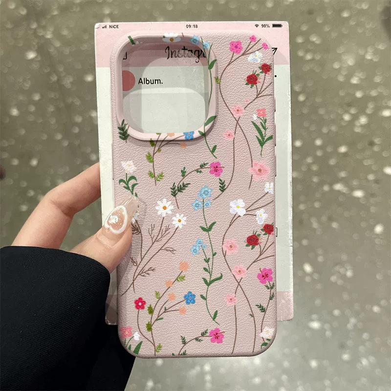 Phone Case (Apple) iPhone15 Pro Max compatible — Lychee floral pattern, soft textured cover