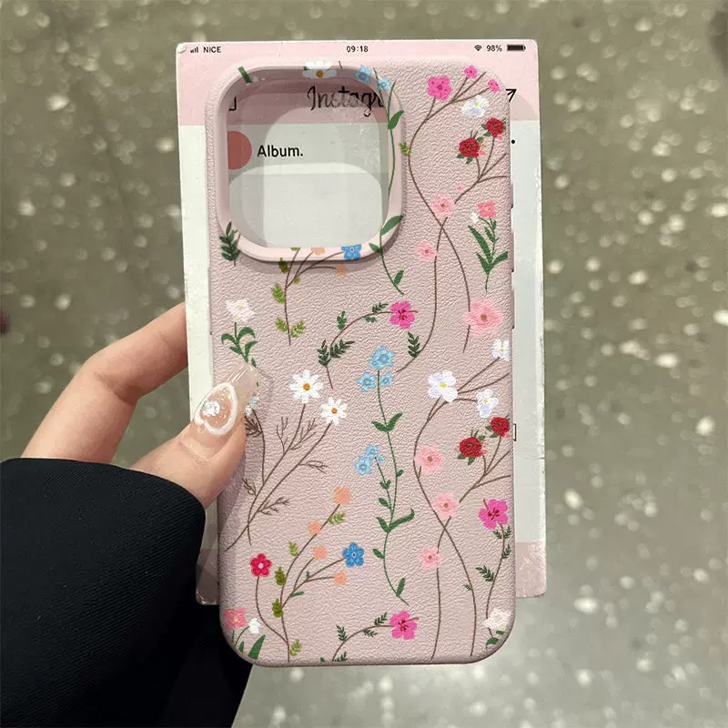 Phone Case (Apple) iPhone15 Pro Max compatible — Lychee floral pattern, soft textured cover