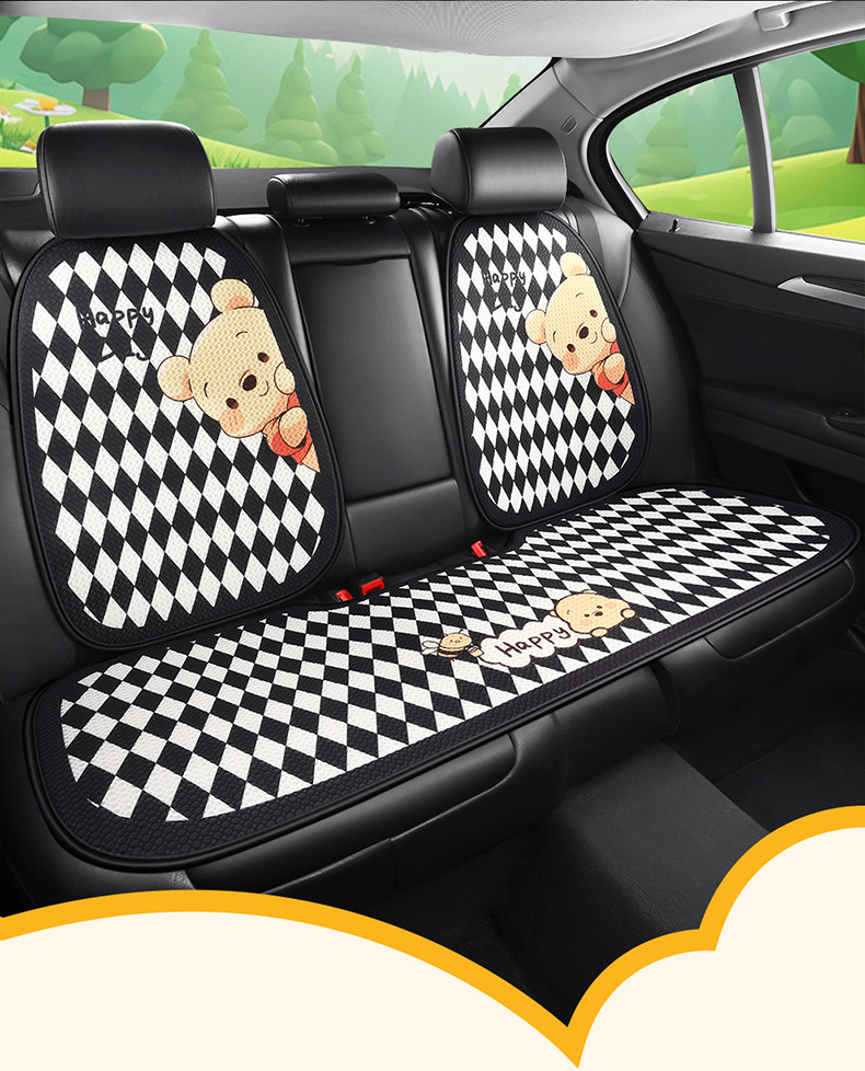 Car seat cushion four seasons universal cute Winnie the Poole girl seat cushion single-piece three-piece seat cover rear butt cushion