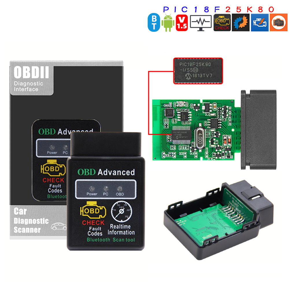 汽车诊断仪 蓝牙 HH OBD Advanced 327 V1.5 ELM with 25K80 芯片