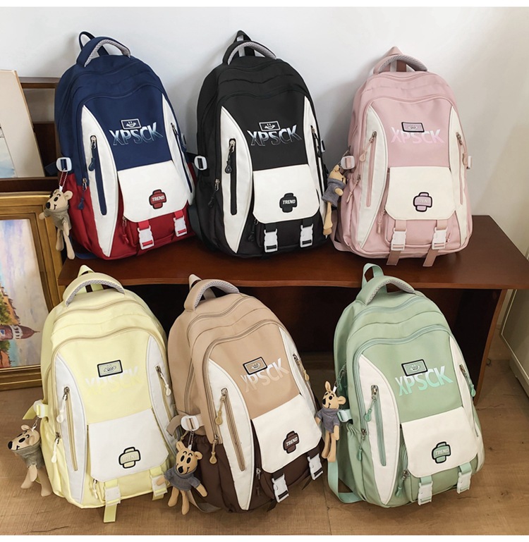 1071g Weight Polyester Lining Material Multicolor Fashion Element Zipper Closure Type Double Shoulder Straps Strap Type Functional Backpack Bags Type Casual, School Occasion Nylon Material Waterproof Function School Backpack Backpack Letter, Color Block Pattern All Seasons Season Unisex Gender Preppy Style, Streetwear Style Square Shape Unisex Nylon Letter Color Block Preppy Style Streetwear Multicolor Square Zipper Functional Backpack 8