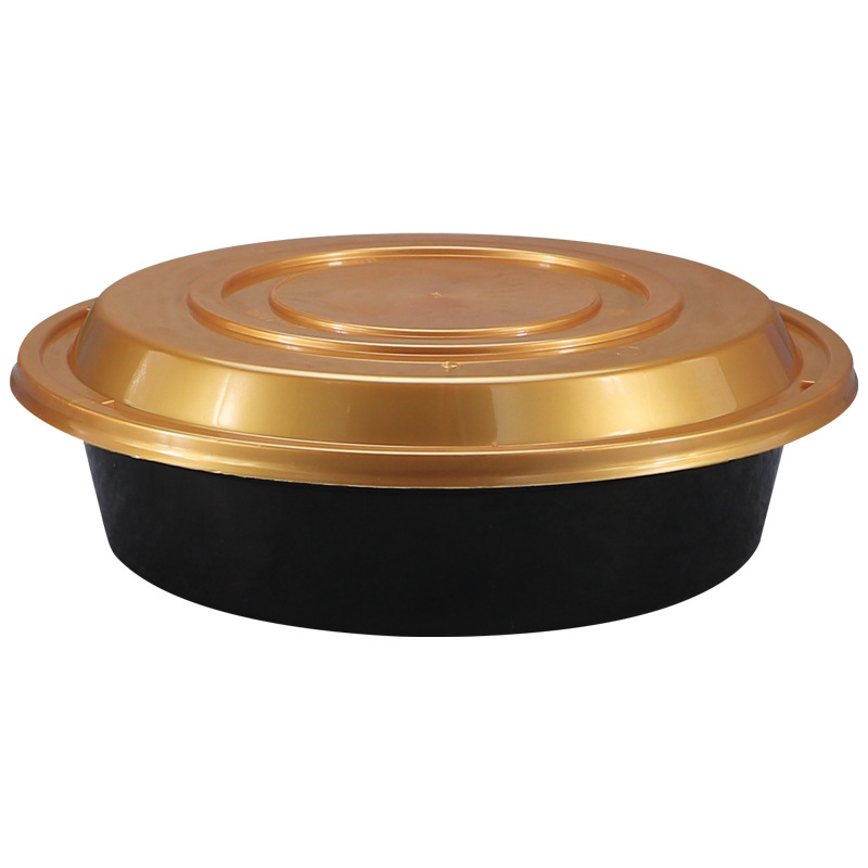Caja de comida rápida desechable 750ml tazón de gran diámetro caja de almuerzo de embalaje de plástico engrosada con tapa almuerzo redondo caja de almuerzo