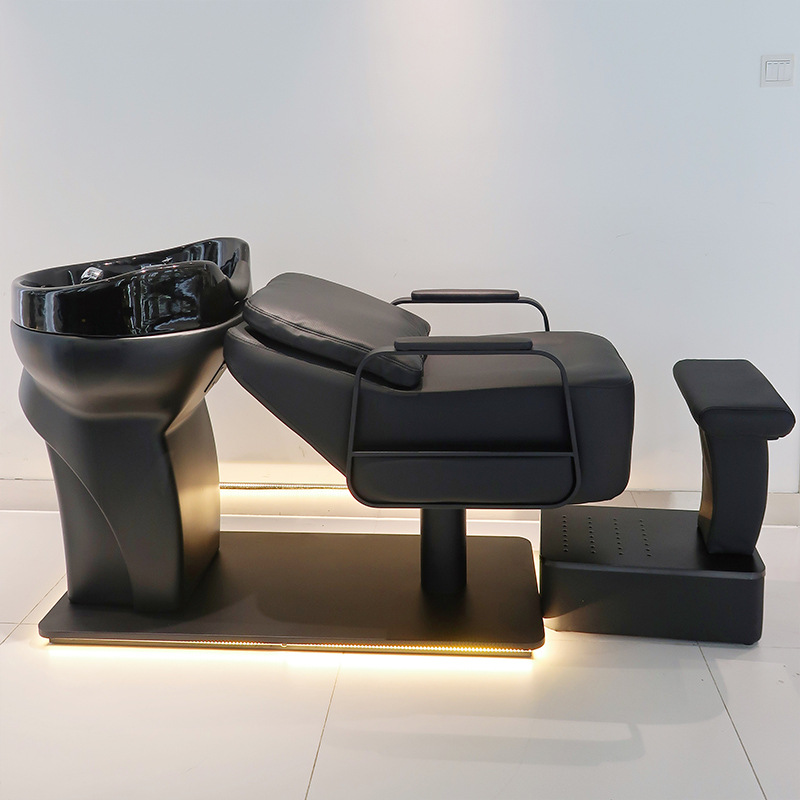 Peluquería semi-acostado cama de champú salón de pelo especial cama de lavado cama de masaje Barbero peluquería cerámica lavabo cama de champú