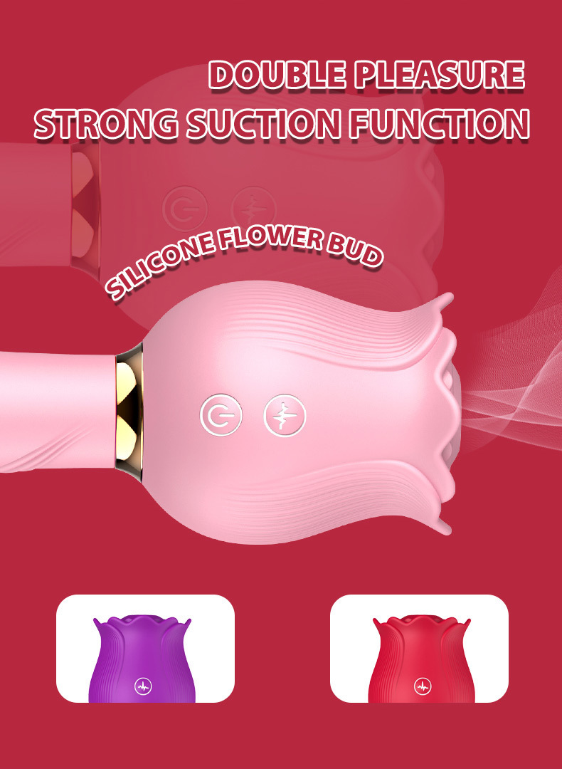 Afiya Rose Telescopic Tongue-Licker Vibrator with 12 Sucking Modes, Rose-Red Silicone-ABS Design — detail image 4