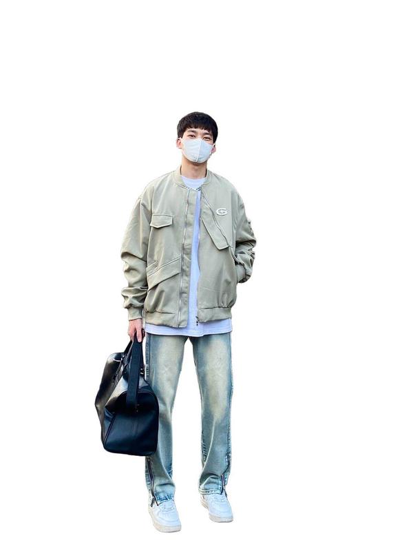 港风复古铁标设计感外套女2025春秋新款夹克棒球服工装情侣外套女|undefined