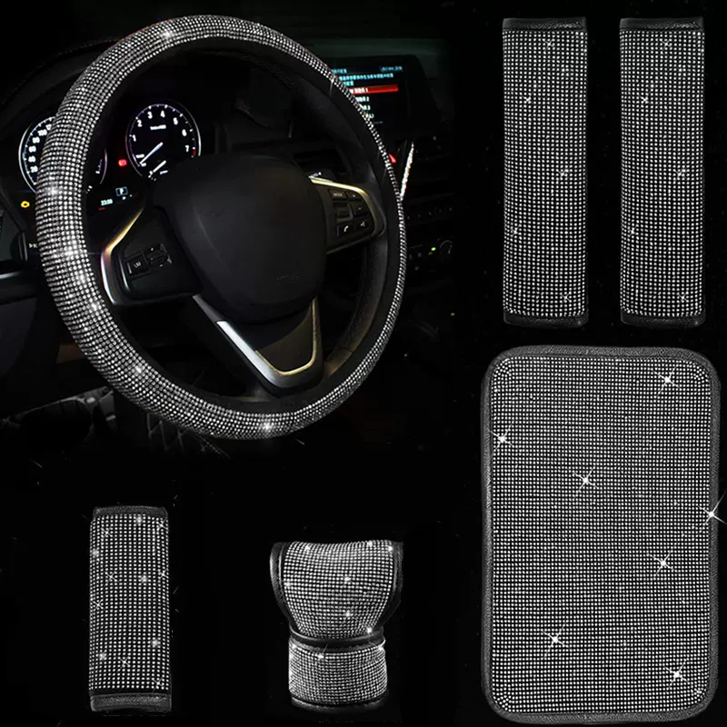 汽车方向盘套镶钻夏季护肩档把套扶手箱垫跨境四季通用车手刹套装