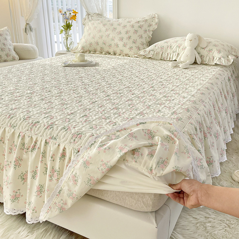 2025 nuevo estilo falda de cama de algodón funda de cama de algodón de una sola pieza sombrero de cama con falda cubierta de delantal de cama universal de cuatro estaciones