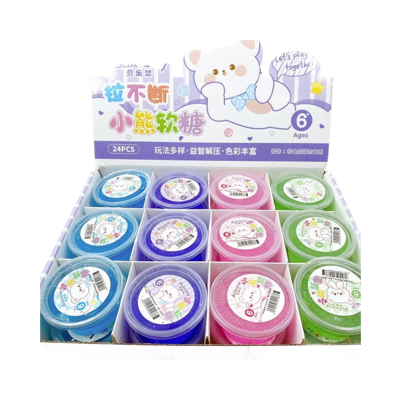 Juguetes infantiles de goma espumante de slime hechos a mano de barro de cristal no pegajoso de goma espumante de mano caja de barro de color supermercado al por mayor