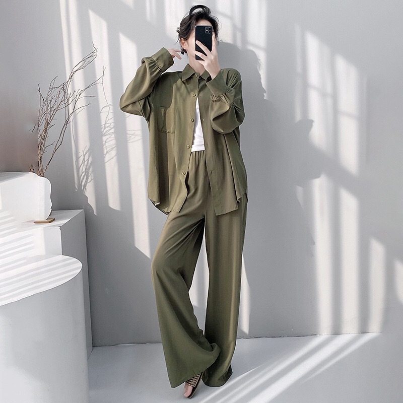 2026 Minimalist Style Cotton Silk Pajamas for Women, Long Sleeve Shirt Set, High-End Breathable Home Wear, Can Be Worn Outside as Sleepwear