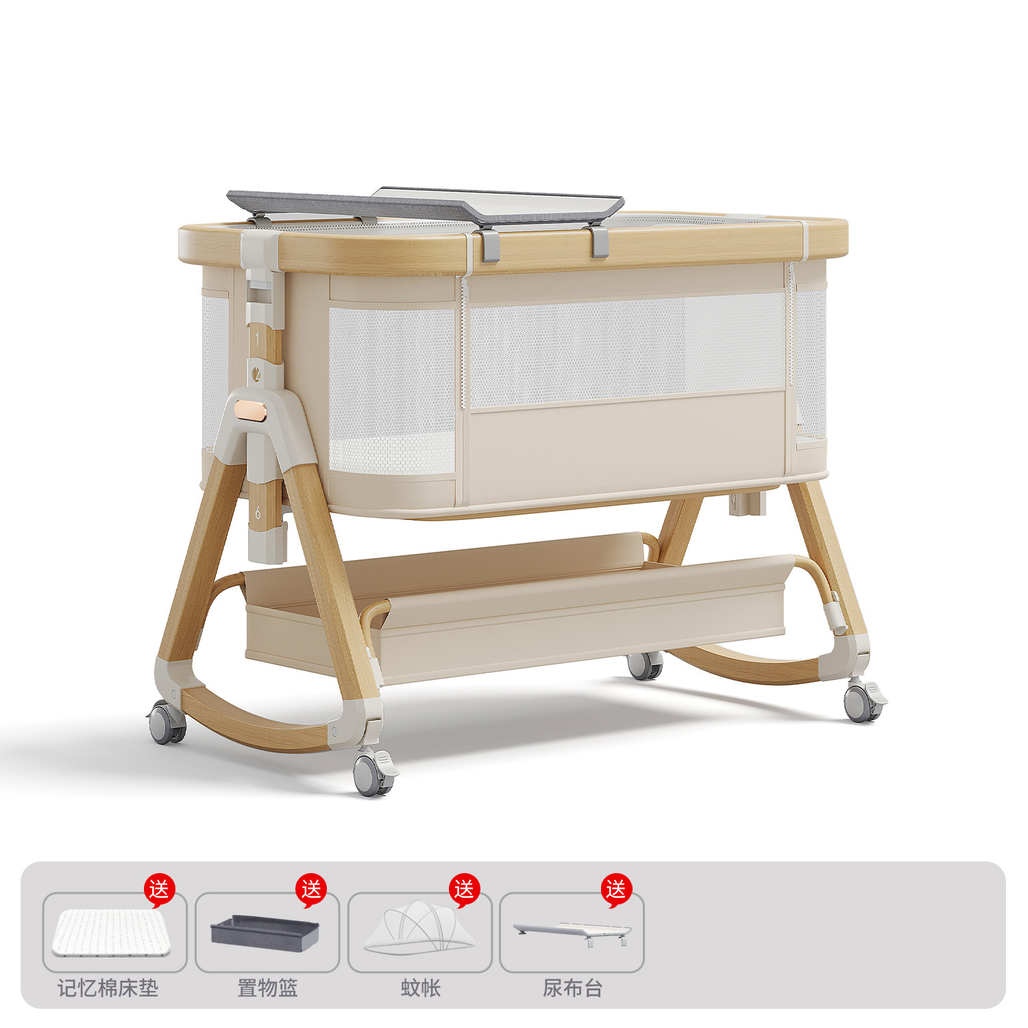 Cama de aleación de aluminio móvil portátil cuna cama plegable multifuncional bb cama recién nacida cama de empalme