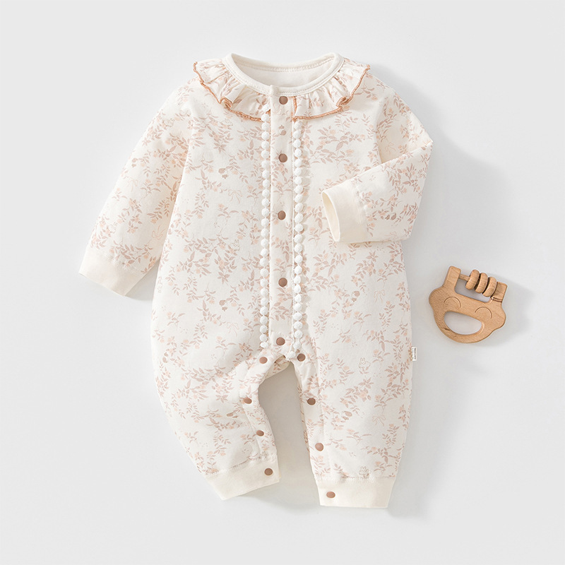 A-grade fabric, seamless baby romper, 40g thin quilted one-piece outfit, adorable autumn/winter outerwear for infants and toddlers