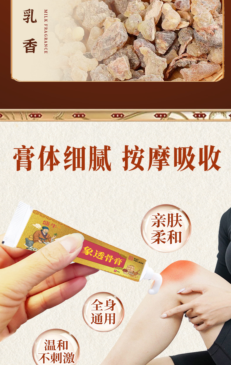 Wanxiang Tougu Gao Herbal Massage Cream for Neck Back and Joint Care 30g Box in use