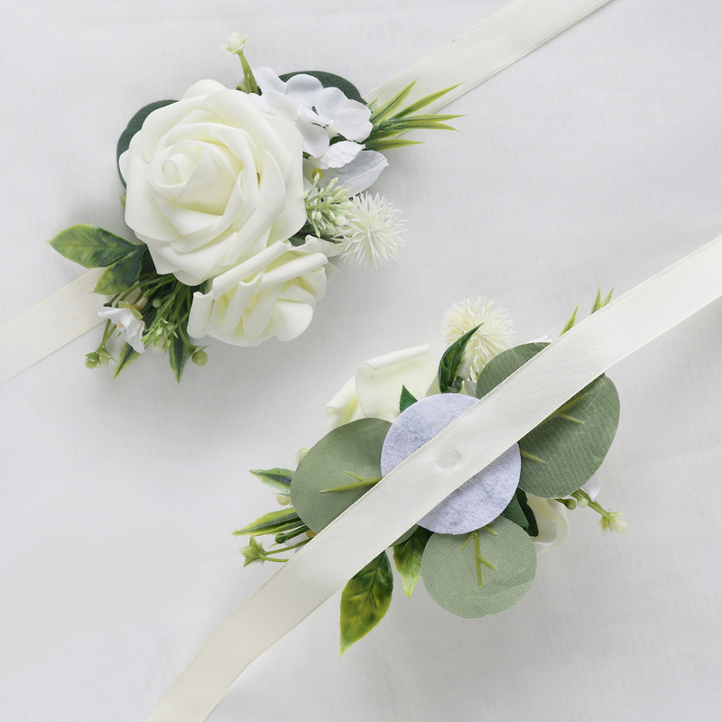 結婚式の花嫁の手首の花新郎の付き添い人の胸の花の舞踏会の宴会の襟の花のシミュレーションの花の結婚祝いの写真撮影の装飾|undefined