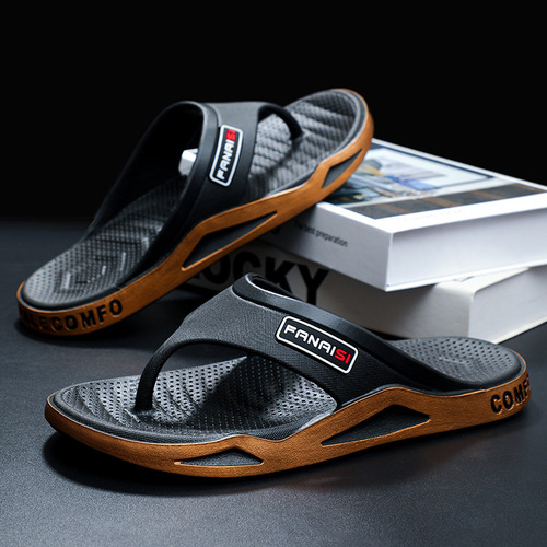 New beach pure color flip-flops for men in summer, fashionable and all-matching classic simple soft bottom flip-flops for men